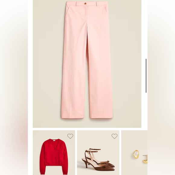 J. Crew - Full-Length Wide-Leg Trouser in Cotton Blend in Delicate Bloom Pink - Picture 2 of 2
